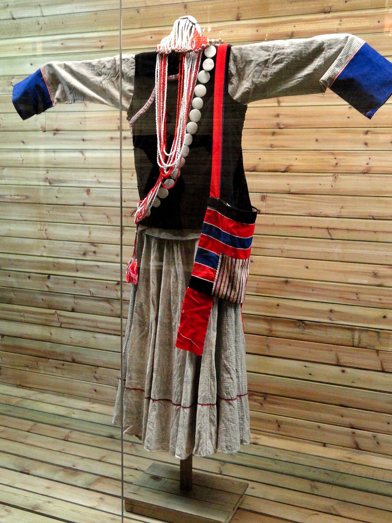 Lisu woman's hemp, shell-ornamented dress, Yunnan, China