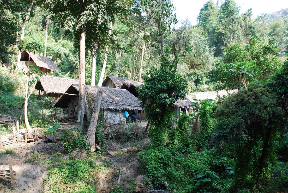 A Lisu hill-tribe village among the mountains